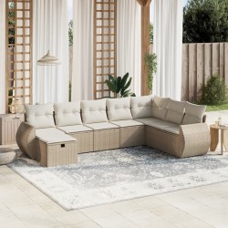 vidaXL Juego de sofás de jardín con cojines beige 8 pzas ratán PE