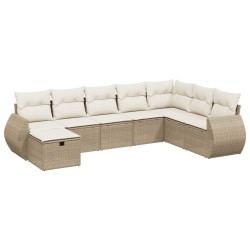 vidaXL Juego de sofás de jardín con cojines beige 8 pzas ratán PE