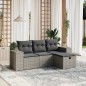 vidaXL Set de sofás de jardín 4 pzas y cojines ratán sintético gris vidaXL Set de sofás de jardín 4 pzas y cojines ratán sintético gris