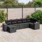 vidaXL Set de comedor de jardín 7 pzas y cojines ratán sintético negro vidaXL Set de comedor de jardín 7 pzas y cojines ratán sintético negro