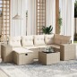 vidaXL Set sofás de jardín 7 piezas y cojines ratán sintético beige vidaXL Set sofás de jardín 7 piezas y cojines ratán sintético beige