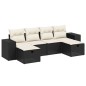 vidaXL Set de sofás de jardín 6 piezas y cojines ratán sintético negro vidaXL Set de sofás de jardín 6 piezas y cojines ratán sintético negro