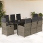 vidaXL Set comedor jardín 9 pzas y cojines ratán sintético gris vidaXL Set comedor jardín 9 pzas y cojines ratán sintético gris