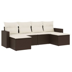 vidaXL Set sofás de jardín 6 piezas y cojines ratán sintético marrón
