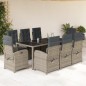 vidaXL Set comedor jardín 9 pzas y cojines ratán sintético gris vidaXL Set comedor jardín 9 pzas y cojines ratán sintético gris