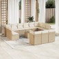 vidaXL Set sofás de jardín 14 pzas con cojines ratán sintético beige vidaXL Set sofás de jardín 14 pzas con cojines ratán sintético beige