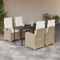 vidaXL Set comedor de jardín 5 pzas con cojines ratán sintético beige vidaXL Set comedor de jardín 5 pzas con cojines ratán sintético beige