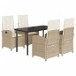 vidaXL Set comedor de jardín 5 pzas con cojines ratán sintético beige vidaXL Set comedor de jardín 5 pzas con cojines ratán sintético beige