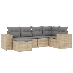 vidaXL Juego de sofás jardín con cojines 6 pzas ratán sintético beige