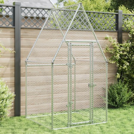 vidaXL Jaula para gallinas acero galvanizado plateado 100x100x190 cm