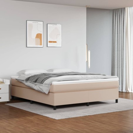 vidaXL Cama box spring con colchón cuero sintético capuchino 180x200cm