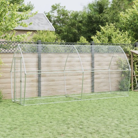 vidaXL Jaula para gallinas acero galvanizado plateado 400x105x182 cm