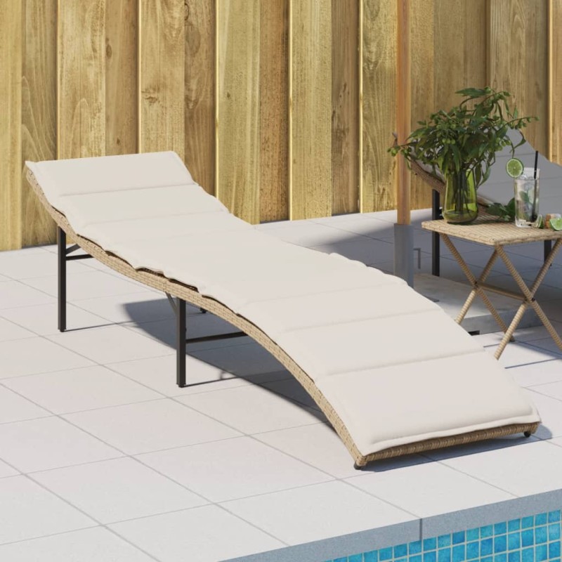 vidaXL Tumbona con cojín ratán sintético beige 55x199x50 cm vidaXL Tumbona con cojín ratán sintético beige 55x199x50 cm