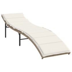 vidaXL Tumbona con cojín ratán sintético beige 55x199x50 cm