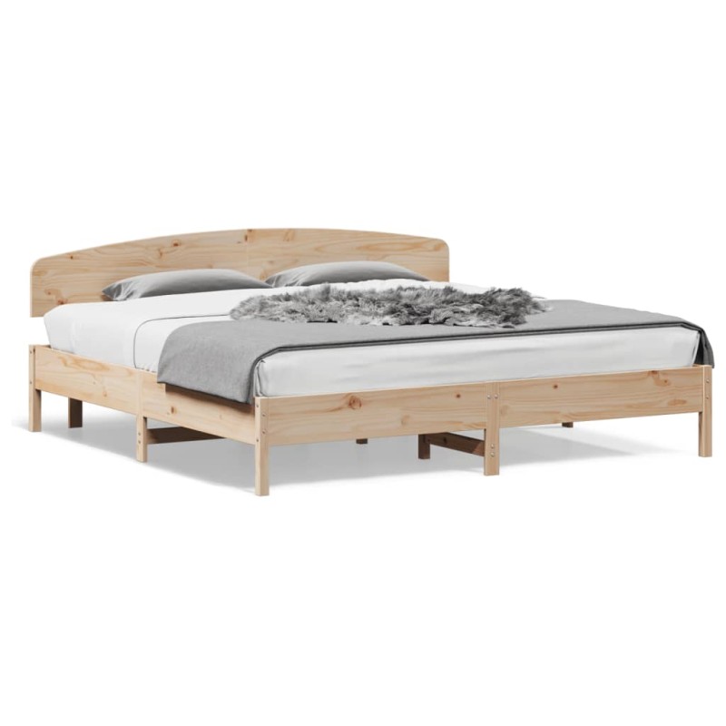 vidaXL Estructura de cama con cabecero madera maciza pino 180x200 cm vidaXL Estructura de cama con cabecero madera maciza pino 180x200 cm