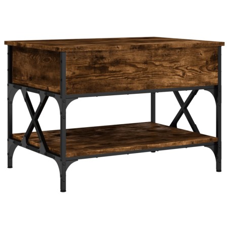 vidaXL Mesa de centro madera ingeniería metal roble humo 70x50x50 cm