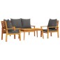 vidaXL Set de muebles de jardín 4 pzs y cojines madera maciza acacia vidaXL Set de muebles de jardín 4 pzs y cojines madera maciza acacia