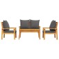 vidaXL Set de muebles de jardín 4 pzs y cojines madera maciza acacia vidaXL Set de muebles de jardín 4 pzs y cojines madera maciza acacia