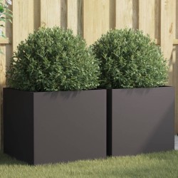 vidaXL Jardineras 2 unidades acero laminado en frío negro 49x47x46 cm