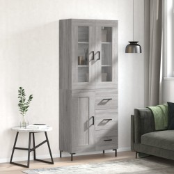 vidaXL Aparador alto madera contrachapada gris sonoma 69,5x34x180 cm