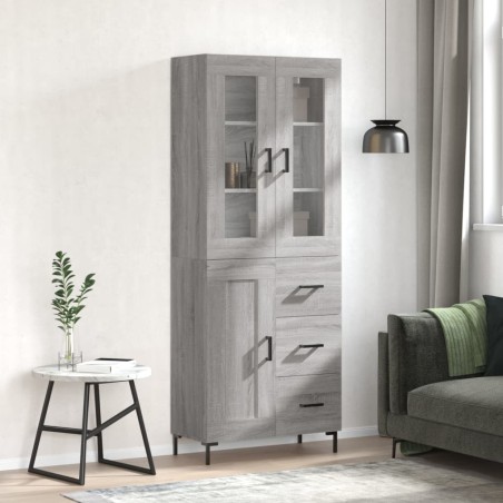 vidaXL Aparador alto madera contrachapada gris sonoma 69,5x34x180 cm
