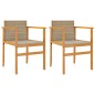 vidaXL Sillas de jardín 2 uds madera maciza y ratán sintético beige