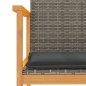 vidaXL Sillas de jardín y cojines 2 uds ratán PE gris y madera maciza vidaXL Sillas de jardín y cojines 2 uds ratán PE gris y madera maciza