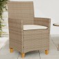 vidaXL Sillas de jardín con cojín 2 uds ratán PE beige y madera acacia vidaXL Sillas de jardín con cojín 2 uds ratán PE beige y madera acacia
