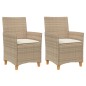 vidaXL Sillas de jardín con cojín 2 uds ratán PE beige y madera acacia vidaXL Sillas de jardín con cojín 2 uds ratán PE beige y madera acacia