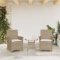 vidaXL Sillas de jardín con cojín 2 uds ratán PE beige y madera acacia vidaXL Sillas de jardín con cojín 2 uds ratán PE beige y madera acacia