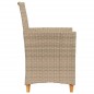 vidaXL Sillas de jardín con cojín 2 uds ratán PE beige y madera acacia vidaXL Sillas de jardín con cojín 2 uds ratán PE beige y madera acacia