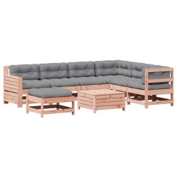 vidaXL Juego de muebles jardín 8 pzas y cojines madera abeto Douglas