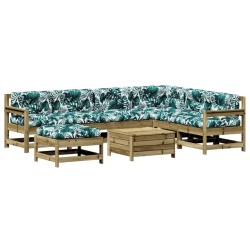 vidaXL Juego de muebles jardín 8 pzas y cojines madera pino impregnada