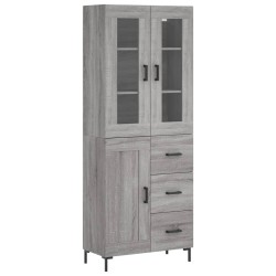 vidaXL Aparador alto madera contrachapada gris sonoma 69,5x34x180 cm