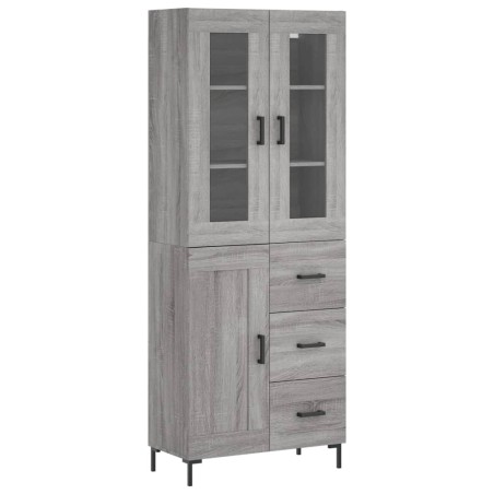 vidaXL Aparador alto madera contrachapada gris sonoma 69,5x34x180 cm