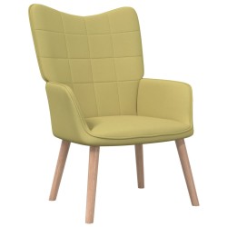 vidaXL Silla de relajación con taburete de tela verde