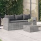 vidaXL Sofá de jardín de 3 plazas con cojines ratán sintético gris vidaXL Sofá de jardín de 3 plazas con cojines ratán sintético gris