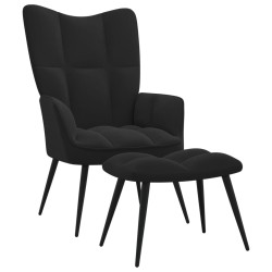 vidaXL Silla de relajación con reposapiés terciopelo negro