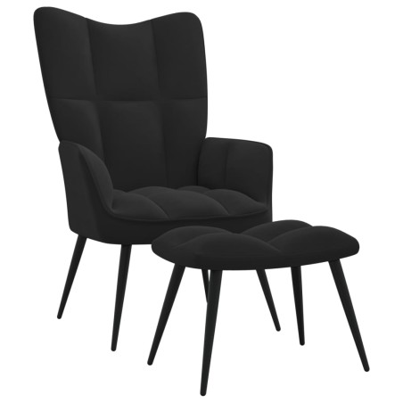 vidaXL Silla de relajación con reposapiés terciopelo negro