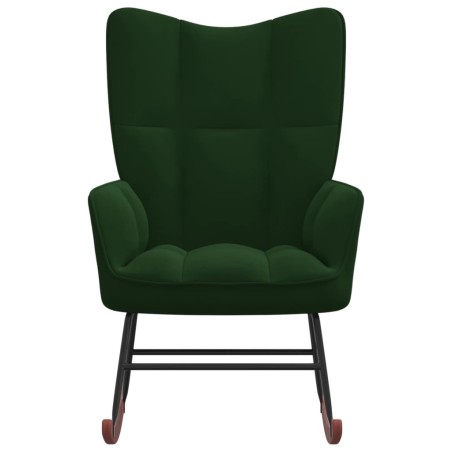 vidaXL Silla mecedora de terciopelo verde oscuro