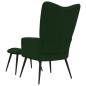 vidaXL Silla de relajación con taburete terciopelo verde oscuro vidaXL Silla de relajación con taburete terciopelo verde oscuro