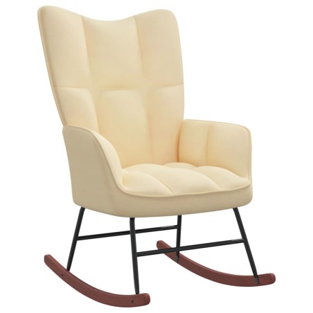 vidaXL Silla mecedora de terciopelo blanco crema