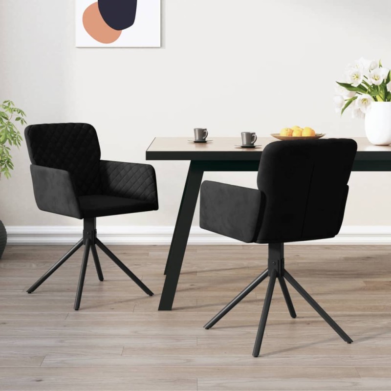 vidaXL Sillas de comedor giratorias 2 uds terciopelo negro vidaXL Sillas de comedor giratorias 2 uds terciopelo negro