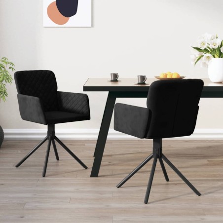 vidaXL Sillas de comedor giratorias 2 uds terciopelo negro