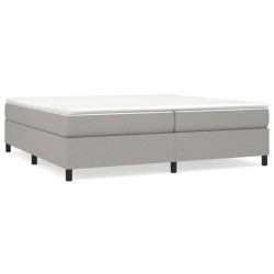 vidaXL Cama box spring con colchón tela gris claro 200x200 cm