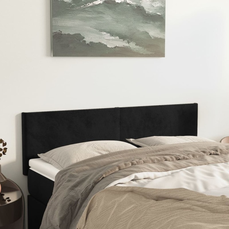 vidaXL Cabeceros 2 unidades terciopelo negro 72x5x78/88 cm vidaXL Cabeceros 2 unidades terciopelo negro 72x5x78/88 cm