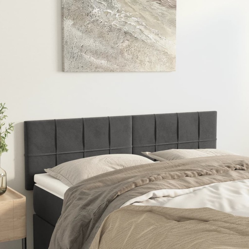 vidaXL Cabeceros 2 unidades terciopelo gris oscuro 72x5x78/88 cm vidaXL Cabeceros 2 unidades terciopelo gris oscuro 72x5x78/88 cm