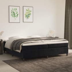 vidaXL Cama box spring con colchón terciopelo negro 200x200 cm