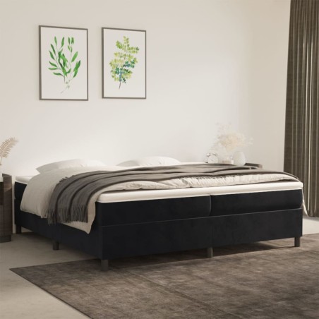 vidaXL Cama box spring con colchón terciopelo negro 200x200 cm