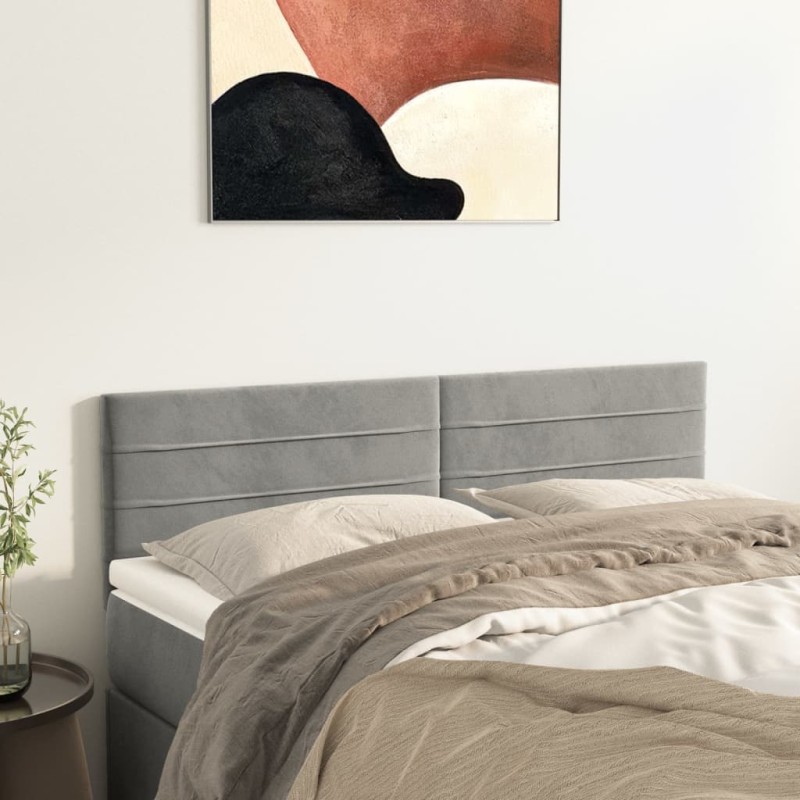 vidaXL Cabeceros 2 unidades terciopelo gris claro 72x5x78/88 cm vidaXL Cabeceros 2 unidades terciopelo gris claro 72x5x78/88 cm